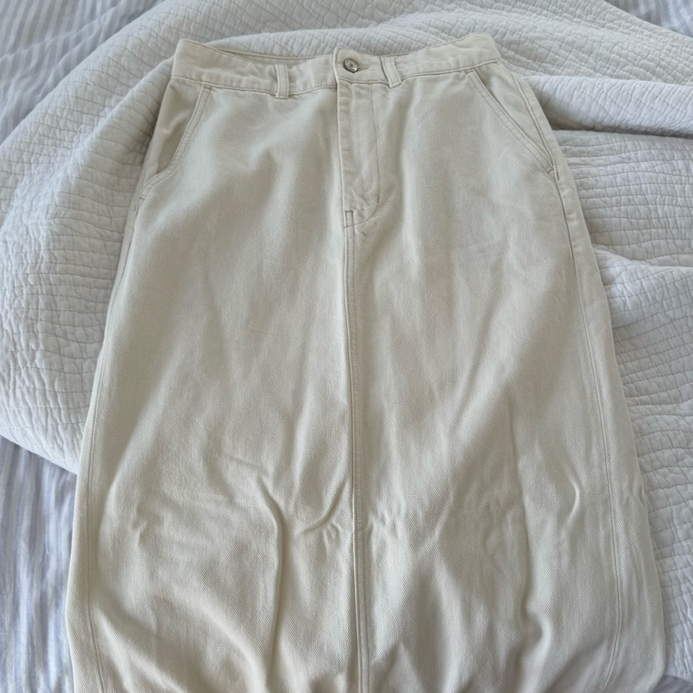 Reformation White Denim Maxi Skirt